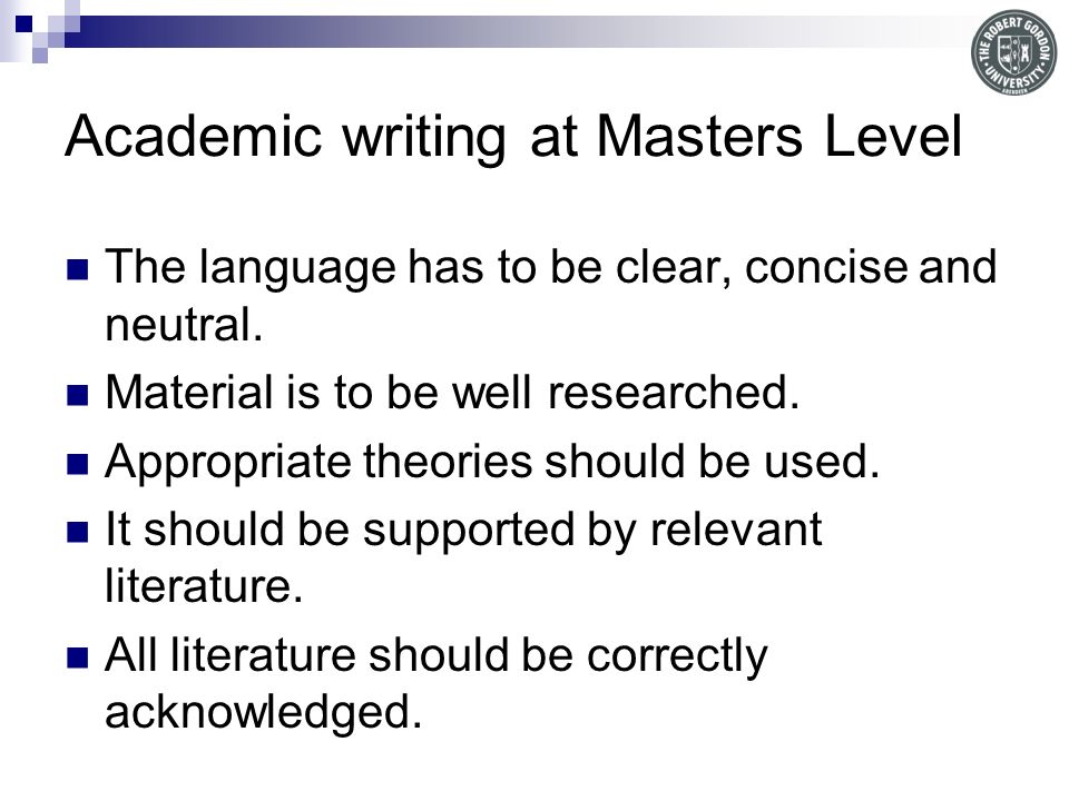 How to Write a Paper at the Master's Degree Level